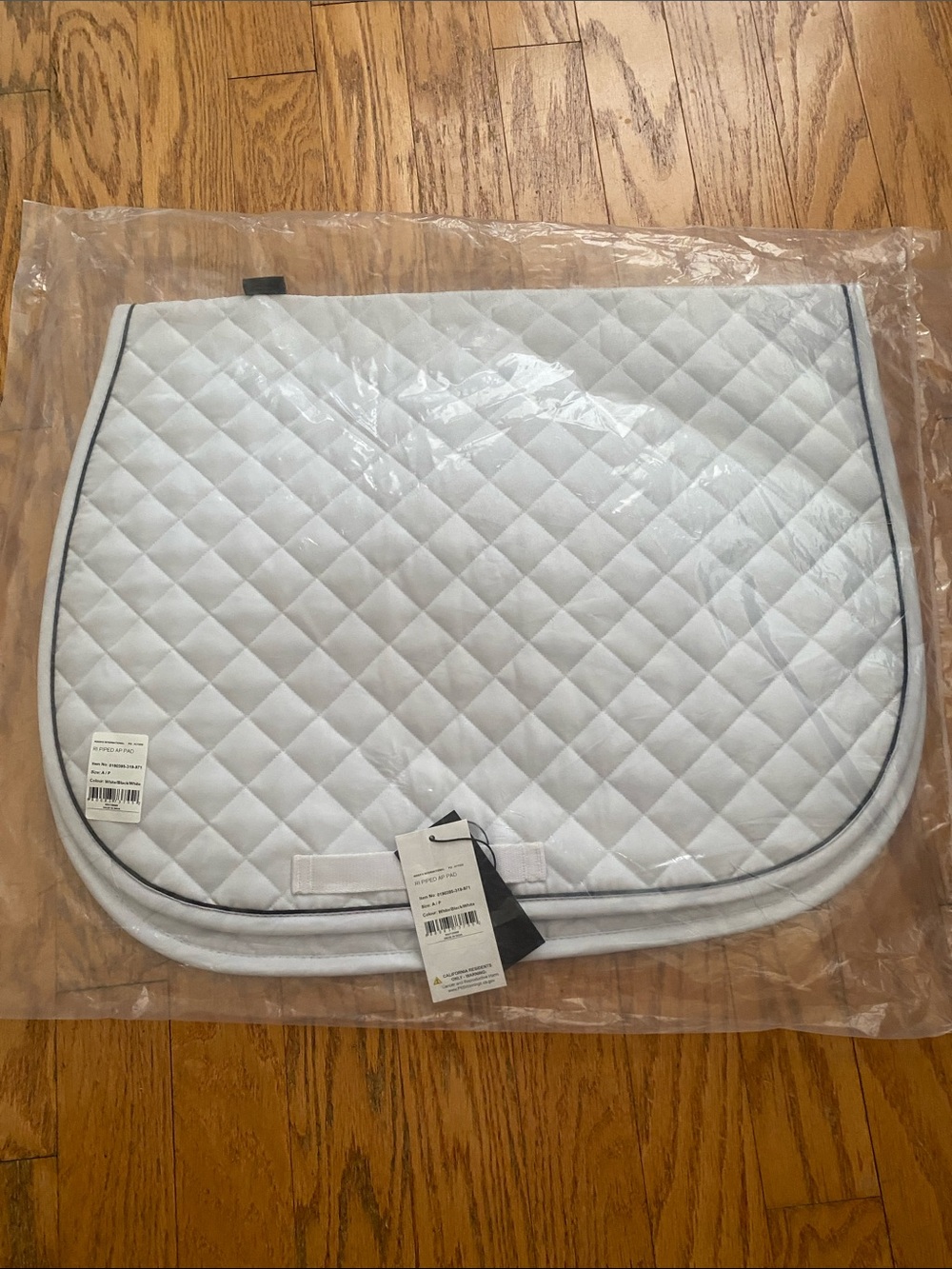 White Quilted Saddle Pad with Black Piping